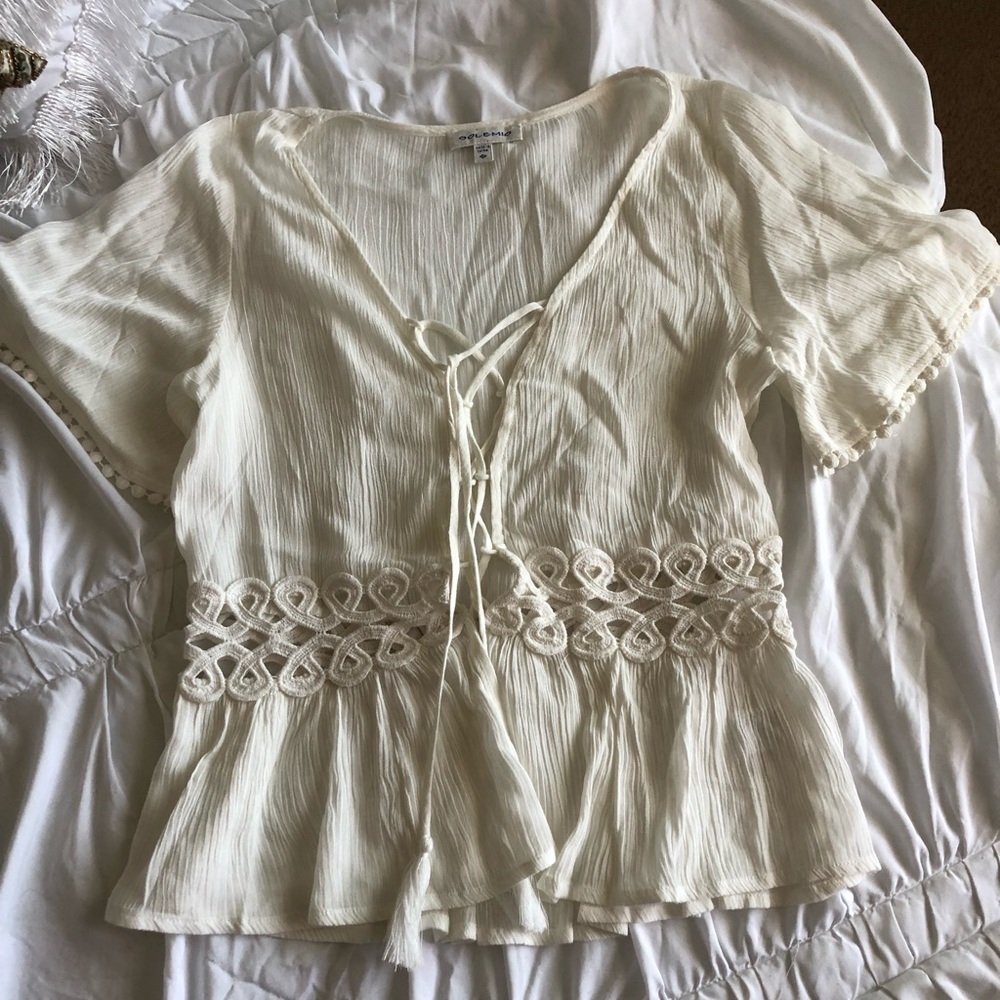 Boho off white top